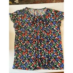 Unbranded Multi Color Floral Blouse Women’s Size Large Pleated Front Good Cond.